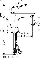 Hansgrohe Focus Смеситель для раковины однорычажный, с донным клапаном, цвет: хром 31607000