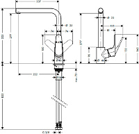 Hansgrohe Focus M42 Смеситель для кухонной мойки 280 с поворотным L-образным изливом, цвет: хром 31817000