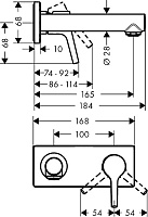 Hansgrohe Talis S Смеситель для раковины встраиваемый, внешняя часть, излив 16,5 см, цвет: хром 72110000