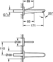 Grohe Eurodisc Joy Смеситель для раковины встраиваемый, длина излива 17,1 см, цвет: белая луна 19968LS0