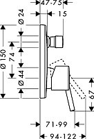 Hansgrohe Talis S Смеситель для ванны встраиваемый на 2 потребителя, внешняя часть, цвет: хром 32475000