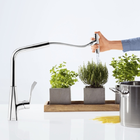 Hansgrohe Metris Select Смеситель для кухонной мойки, с выдвижным изливом цвет: хром 14884000