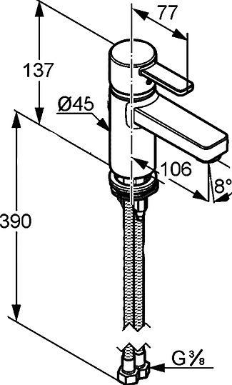 Kludi Zenta Смеситель для раковины, без д/к, длина излива 10,6 см, цвет: хром 382510575