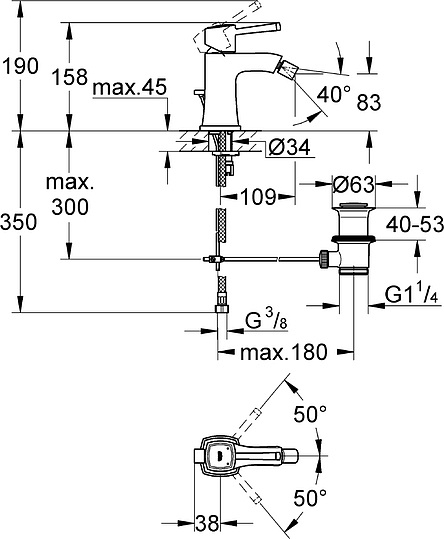 Grohe Grandera Смеситель для биде, без донного клапана, цвет: хром/золото 23315IG0