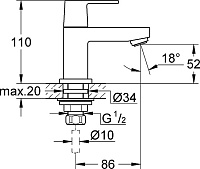 Grohe Eurocube Кран для раковины, цвет: хром 23137000