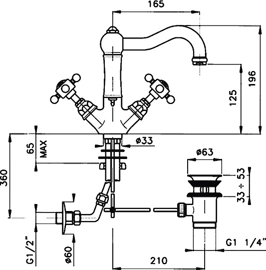 Смеситель Nicolazzi Classica Lusso  для раковины 1432GB78