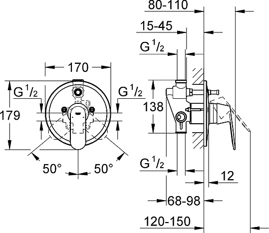 Grohe Eurosmart Cosmopolitan Смеситель для душа, встраиваемый, цвет: хром 32879000