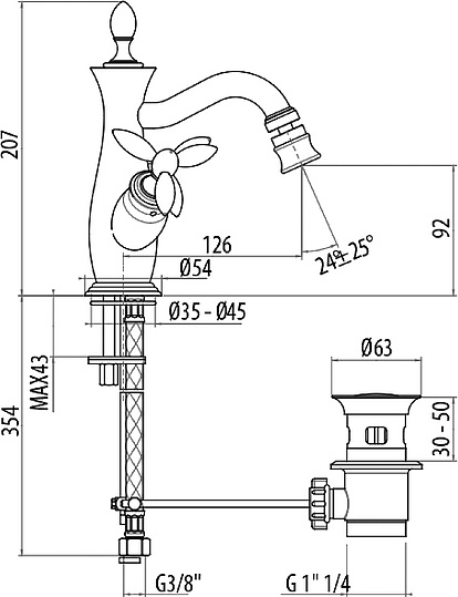 Gattoni Timor Смеситель для биде, цвет: бронза 1835018V0br