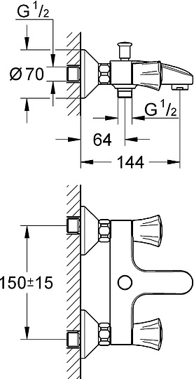 Grohe Costa Смеситель для душа вентильный, накладной, цвет: хром 25450001