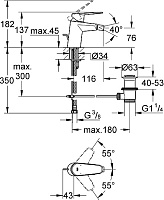 Grohe Eurodisc Cosmopolitan Смеситель для биде, без донного клапана, цвет: хром 33244002