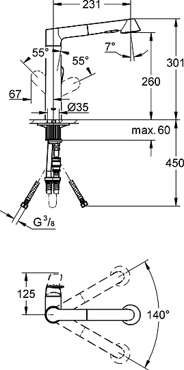 Grohe K7 Смеситель для кухни, с выдвижным изливом, цвет: хром 32176000
