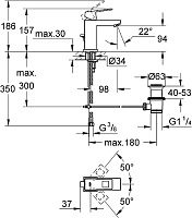 Grohe Eurocube Смеситель для раковины, с д/к, длина излива 9,8 см, цвет: хром 23127000