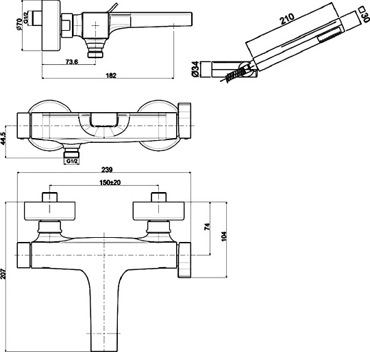 Смеситель Fima Carlo Frattini Zeta  для ванны с душем F3964CR