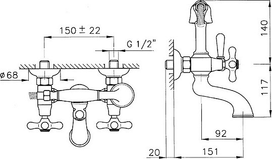 Смеситель Nicolazzi Nuova Brenta  для ванны и душа 2501BZ