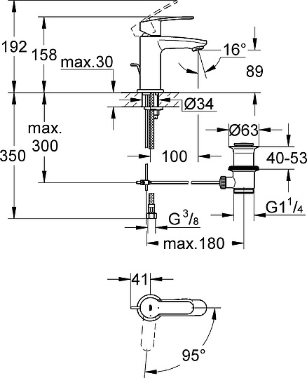 Grohe Eurostyle Cosmopolitan Смеситель для раковины, с д/к, длина излива 10 см, цвет: хром 2338720E