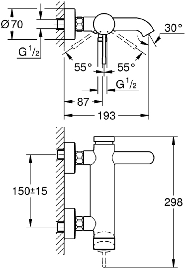 Grohe Essence New Смеситель для ванны, накладной, цвет: медь 33624DL1