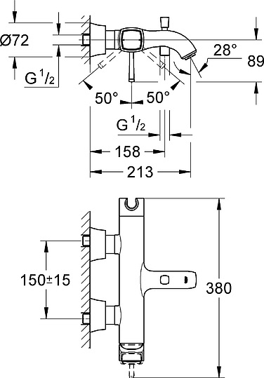 Grohe Grandera Смеситель для ванны накладной, с держателем, цвет: хром 23317000