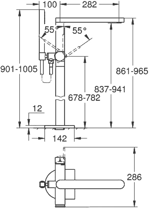Grohe Plus Смеситель для ванны напольный, с ручным душем и шлангом, цвет: хром 23846003