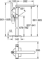 Grohe Plus Смеситель для ванны напольный, с ручным душем и шлангом, цвет: хром 23846003