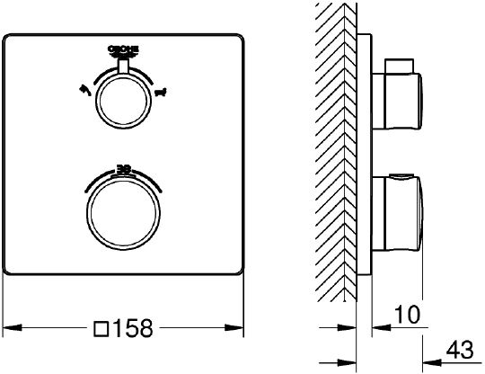 Grohe Grohtherm Термостатический смеситель для душа, цвет: хром 24080000