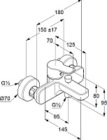 Kludi Pure&Easy Смеситель для ванны и душа DN 15 настенный, цвет: хром 376810565