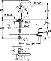 Grohe Essence New Смеситель для раковины высокий, с д/к, высота излива 21,1 см, цвет: медь 32628DL1