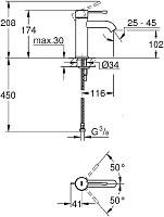 Grohe Essence New Смеситель для раковины, без донного клапана, дл. изл. 11,6 см, цвет: темный графит 23590A01