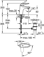 Grohe Eurostyle Смеситель для раковины, с д/к, длина излива 11 см, цвет: хром 23709003