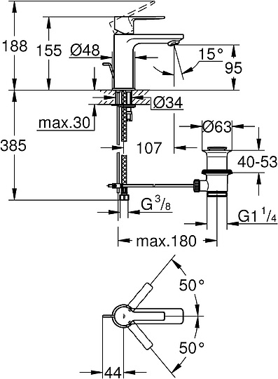 Grohe Lineare New Смеситель для раковины поворотный, с д/к, длина излива 10,7 см, цвет: хром 32109001