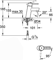 Grohe Concetto Смеситель для раковины, без д/к, длина излива 10,1 см, цвет: хром 2338510E