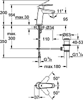 Grohe Eurodisc Cosmopolitan Смеситель для раковины, с д/к, длина излива 11 см, цвет: хром 23049002