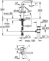 Grohe Concetto Смеситель для раковины, с д/к, высота излива 26,3 см, цвет: хром 23739002