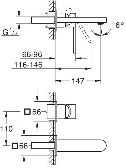 Grohe Plus Смеситель для раковины, встраиваемый, длина излива 14,7 см, цвет: хром 29303003