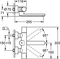 Grohe Eurosmart Cosmopolitan E Термостатический смеситель для ванны, дл. излива 25,5 см, цвет: хром 36333000