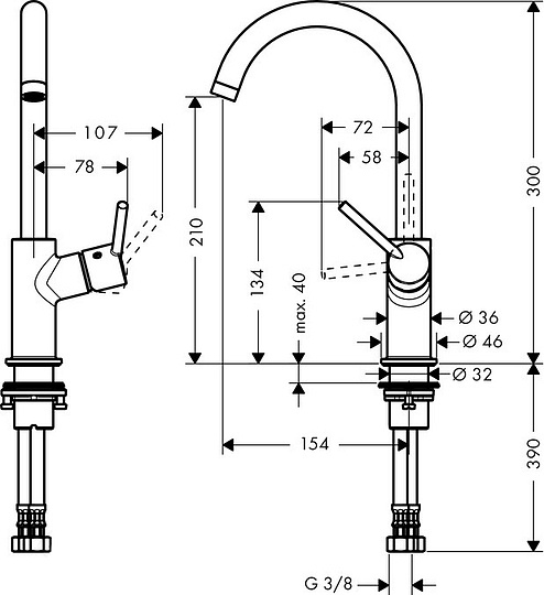 Hansgrohe Talis Смеситель для раковины, с донным клапаном, цвет: хром 32080000