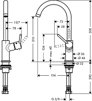 Hansgrohe Talis Смеситель для раковины, с донным клапаном, цвет: хром 32080000