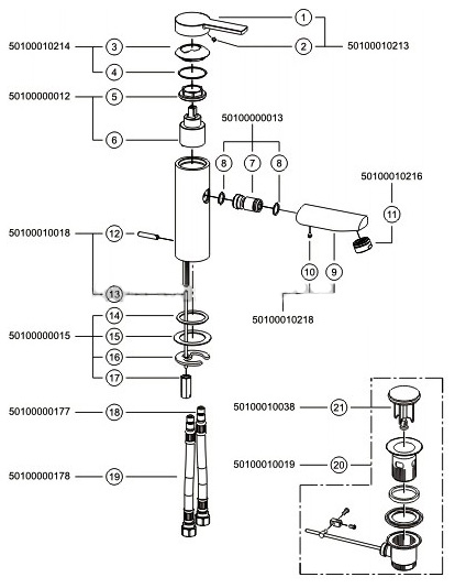Keuco Plan Blue Смеситель для раковины, цвет: хром 53902 010000
