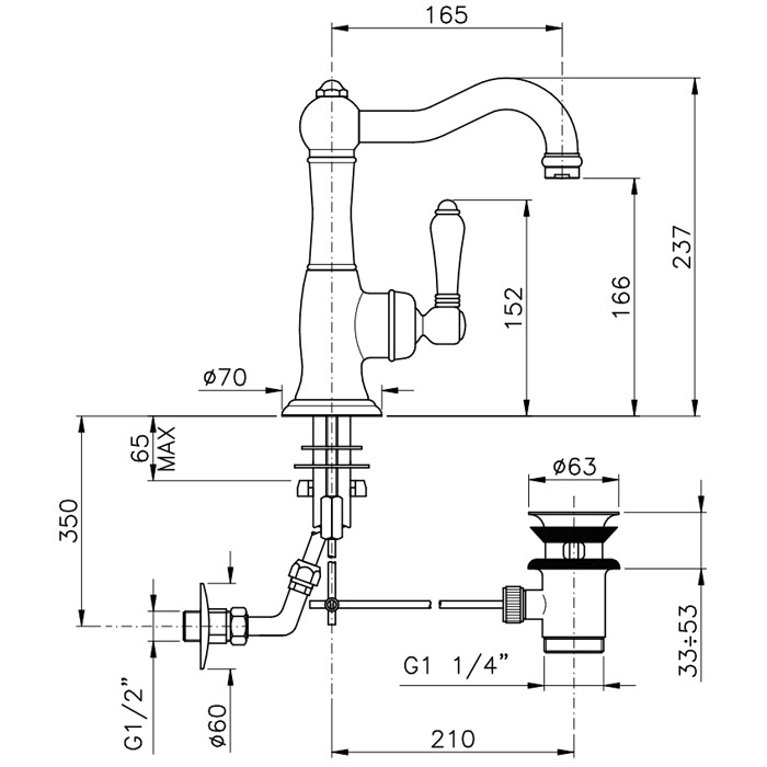 Смеситель Nicolazzi Cinquanta  для раковины 3452BZ75C