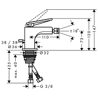 Axor Citterio Смеситель для биде, однорычажный, с донным клапаном, цвет: хром 39214000