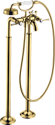 Axor Montreux Смеситель для ванны, напольный, на 2 отв., с ручным душем, цвет: полированное золото 16553990