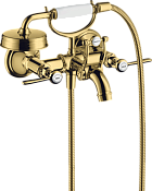 Axor Montreux Смеситель для ванны, 2 рычага, ручной душ, шланг, излив, цвет: полированное золото 16551990