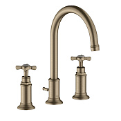 Axor Montreux Смеситель для раковины на 3 отверстие с донным клапаном, цвет: шлифованный никель 16513820