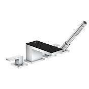 Axor MyEdition Смеситель на борт ванны, с ручным душем, внешняя часть, черное стекло, цвет: хром 47430600