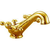 Cisal Arcana America Смеситель для раковины, с донным клапаном, длина излива 13,7 см, цвет: 24k gold AA00051024