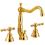 Cisal Arcana America Смеситель для раковины, с донным клапаном, длина излива 18 см, цвет: 24k gold AA00108024