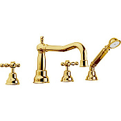 Cisal Arcana America Смеситель на борт ванны, с ручным душем, на 4 отверстия, цвет: 24k gold AA00026424