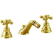 Cisal Arcana Ceramic Смеситель для биде на 3 отверстия, с д/к, излив 11,7 см, цвет: 24k gold AC00122024