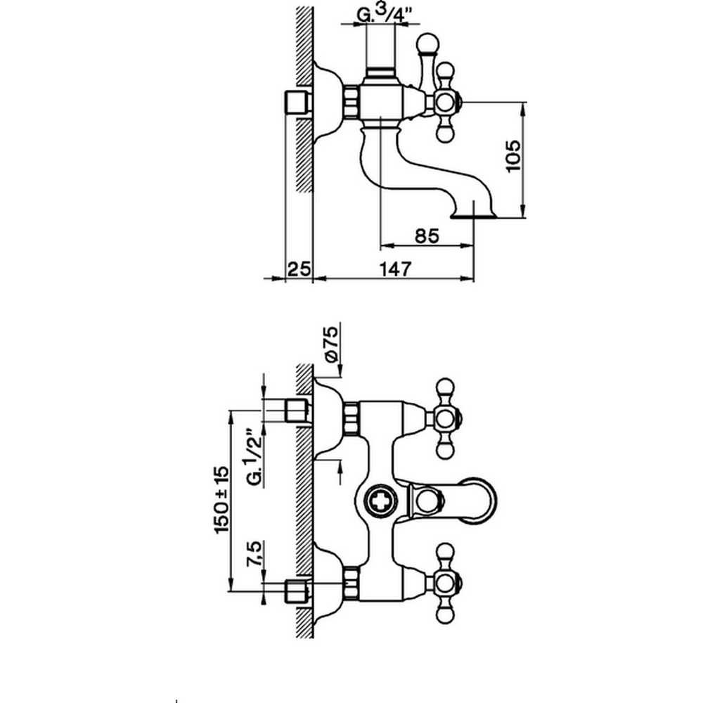 Cisal Arcana Ceramic Смеситель для ванны накладной, без душевого комплекта, цвет: 24k gold AC00013024