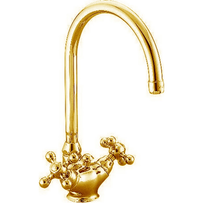 Cisal Arcana Ceramic Смеситель для кухни с поворотным изливом и донным клапаном, цвет: 24k gold AC00052024