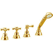 Cisal Arcana Ceramic Смеситель на борт ванны, с ручным душем, на 4 отв., без излива, цвет: 24k gold AC00029024